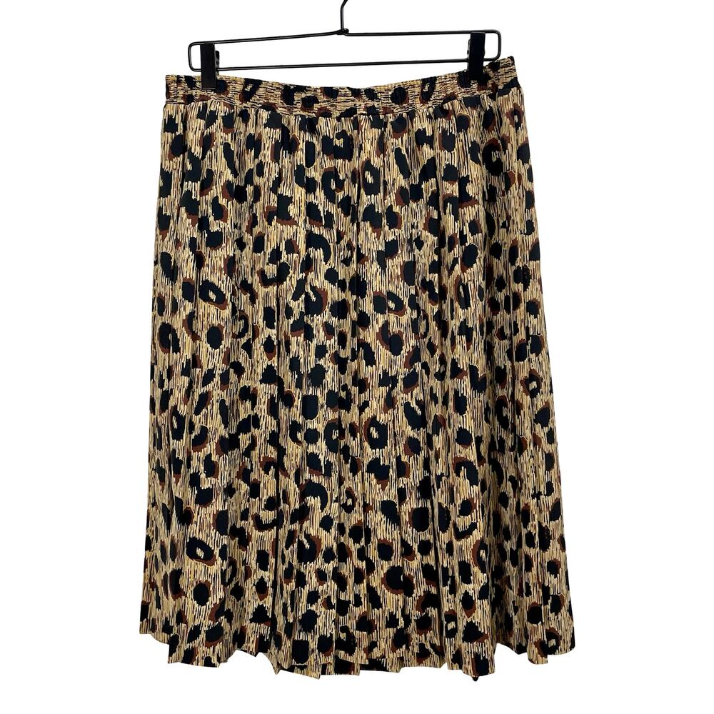 Vintage 90s Leopard Print A-Line Skirt Elastic Waist Women's Size XL